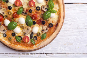 Italian pizza with mozzarella