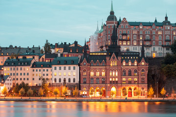 Obraz premium Night view Stockholm, the capital of Sweden