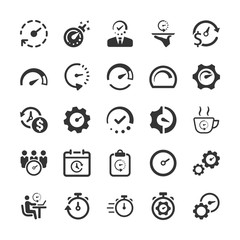 Business Time Management Icons - Blue Version