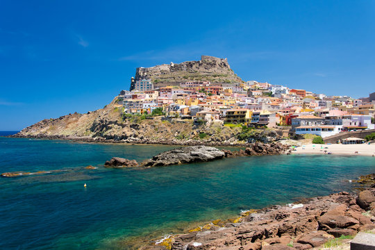 View on Castelsardo, - old town at the coastline
