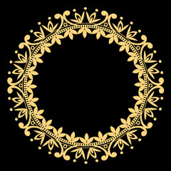 Decorative golden line art frame for design template. Element for invitations and greeting cards