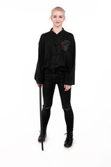 Fototapeta premium Girl samurai on background isolated