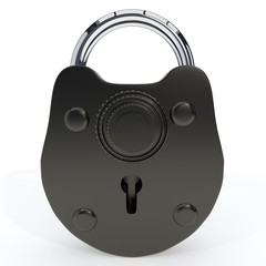 Combination lock and key symbol, 3d render