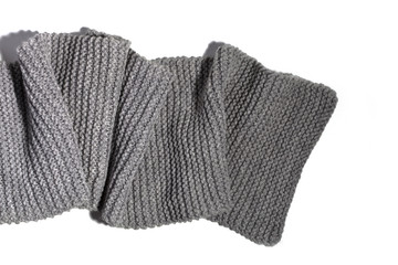 knitted grey scarf isolated on white background