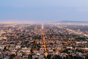 amazing overlook of los angeles city, california