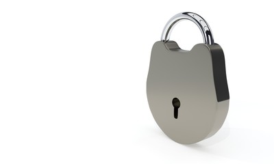 Old type key on a white background, 3d rendering