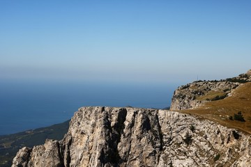 view from the height of the resort town of Yalta and the Black Sea from the mountains of Ai-Petri