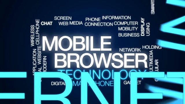 Mobile browser animated word cloud, text design animation.