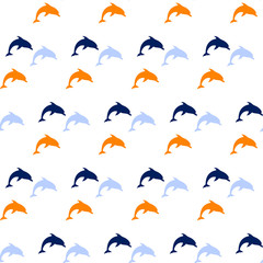 Dolphins seamless pattern background, summer print for textile and card design