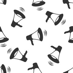 Megaphone icon seamless pattern on white background. Flat design. Vector Illustration