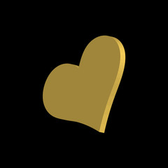 Gold heart 3D. Vector.