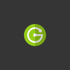 G logo. The letter G in a green circle. Monogram. G letter on the green circle.