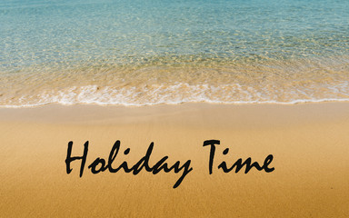 Happy New Year 2018 message written on idyllic tropical beach golden sand