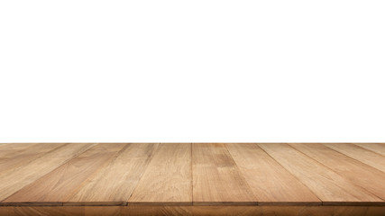 Real wood table top texture on white background.For create product display or key visual layout