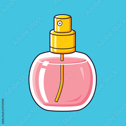 "Pink perfume fragrance round spray bottle." Imágenes de archivo y