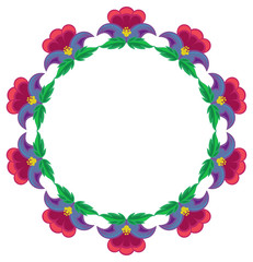 Round frame with flowers.