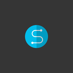 S flat logo. S monogram. S icon. The letter S in the blue circle.