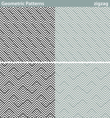 Geometric patterns, zigzag. Four seamless patterns with geometric motifs. 