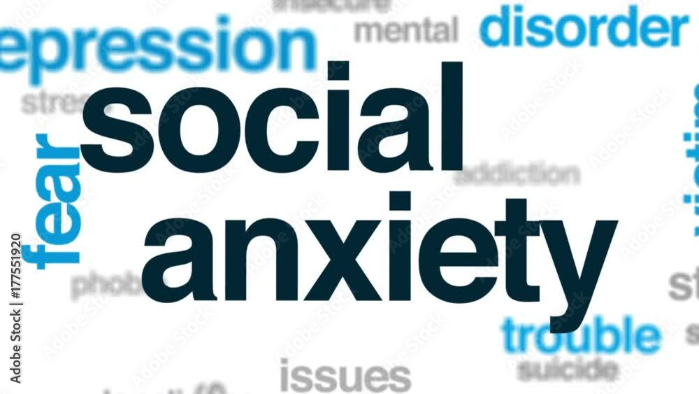 Sticker social anxiety animated word cloud, text design animation.