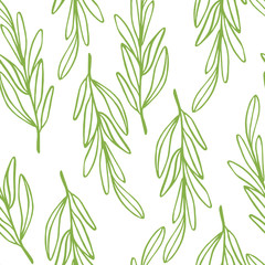 Simple floral seamless pattern.Spring branches and leaves. Vector.