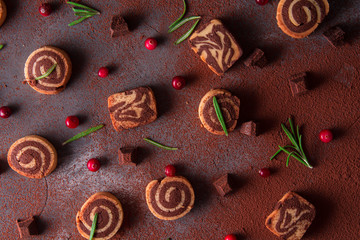 Homemade chocolate vanilla cookies.