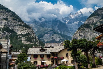 View of Mont-Blanc from Courmayeur - obrazy, fototapety, plakaty