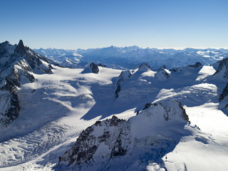 Mont Blanc massif from helicopter