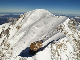 Mont Blanc summit from helicopter