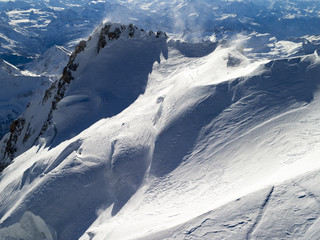 Mont Blanc massif from helicopter