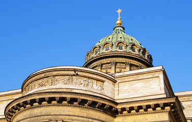Fototapeta premium Dome of the Orthodox Cathedral of the Kazan Cathedral, St. Petersburg, Russia