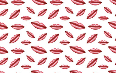 Seamless pattern glossy lips white, vector