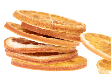 Stack of dried oranges with two to side