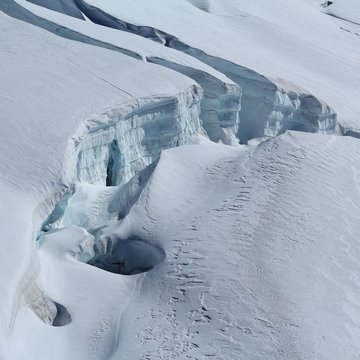 Large crevasse, detail of the Aletsch glacier, Switzerland.