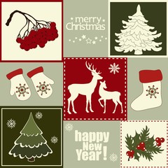  Card with set of Christmas elements