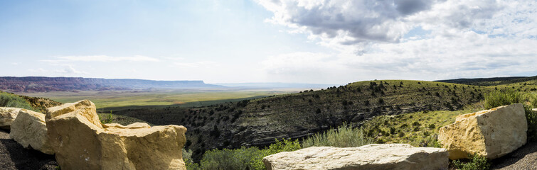 Panorama: Marble Canyon Hwy 89 between Bitter Springs and Page, panoramic view, summer 2017 - Arizona, AZ, USA