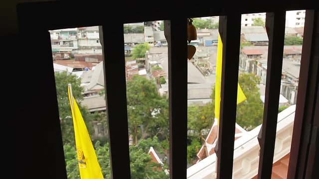 Sacral bells in Wat Saket Ratcha Wora Maha Wihan (the Golden Mount). Bangkok Thailand.