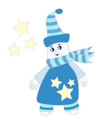 Cute ice man with star for greeting card and other design