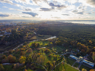 Aerial shot landscape at autumn,city Tallinn, Estonia