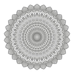 Complex Mandala for Coloring. Black Lines on White Background. 