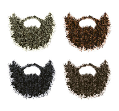 set long curly  beard and mustache different colors.