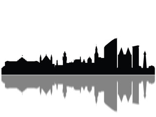 Detailed Den Haag Monuments Skyline Silhouette