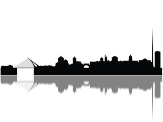 Fototapeta premium Detailed Dublin Monuments Skyline Silhouette
