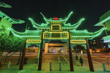 Night view of the Chinatown central plaza