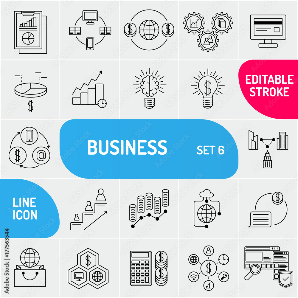 Fototapete business line icons. universal business icons set. can use for web and mobile. vector illustration.