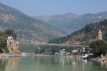 Fototapeta na wymiar Beautiful view of Ganga river embankment in Rishikesh