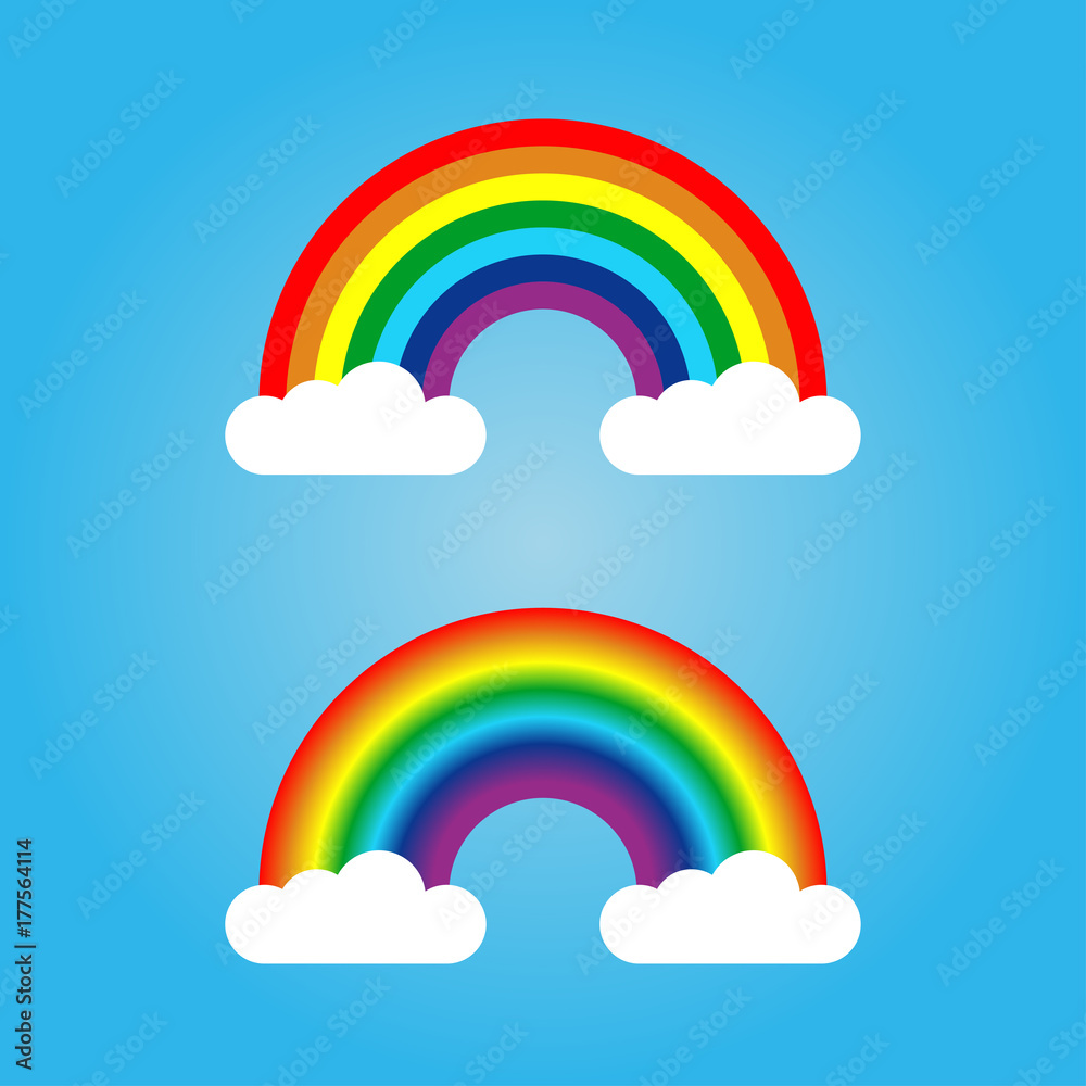 Poster rainbow and cloud. set of vector illustration.