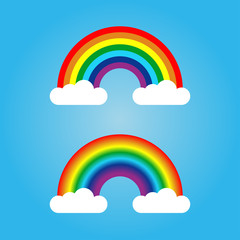Rainbow and cloud. Set of vector illustration.