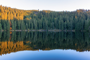 Autumn landscape - Black Forest. A small lake in the high mountains of the Black Forest in autumn.