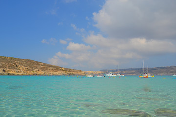 Sunny day in Blue Lagoon, Comino Island, Malta - Europe