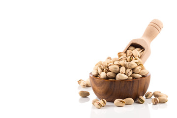 pistachio nut on white
